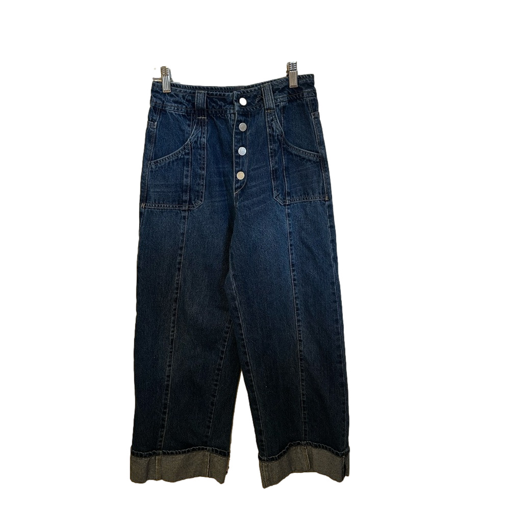 🪗Habitual girl wide leg cuffed Dark Blue Flare Jeans size 16 GUC - Picture 3 of 11